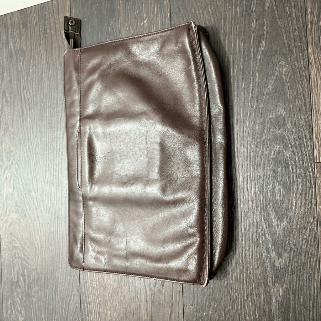 Borsa portadocumenti vintage rara YSL Yves Saint Laurent marrone