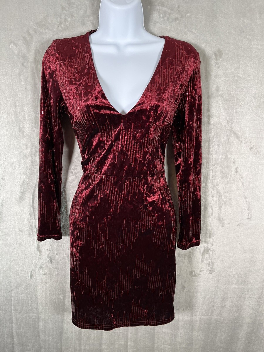 red sequin dress charlotte russe Vintage Charlotte Russe Red Sequin Velvet Dress, Size S Maroon Gothic Disco