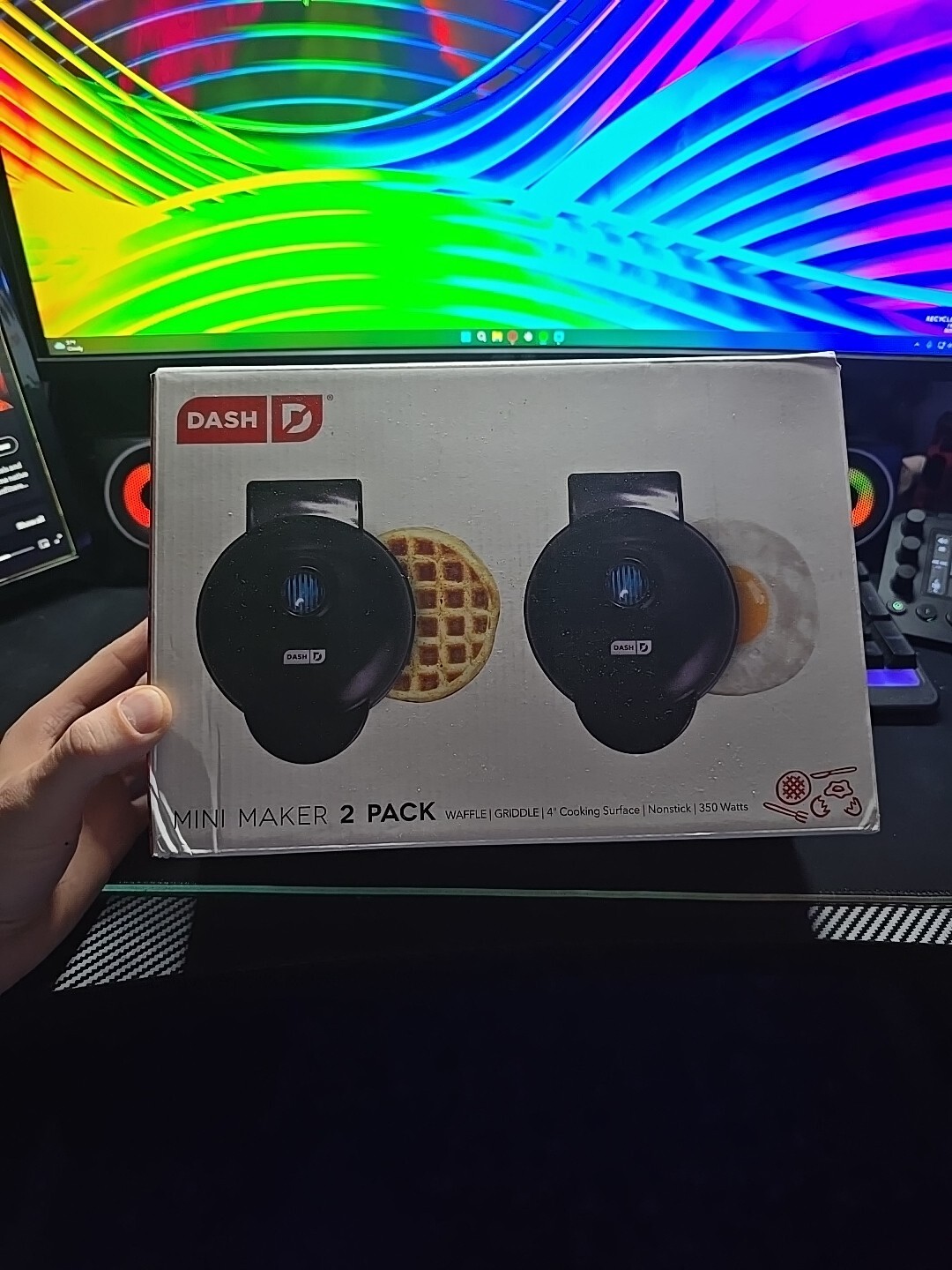 Dash Mini Waffle Maker and Griddle 2-Pack Compact Waffle Iron and Griddle Combo in Black Perfect for Breakfast Snacks and Quick Meals-image