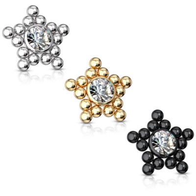BALL CLUSTER CZ STAR DERMAL ANCHOR TOP PIERCING JEWELRY