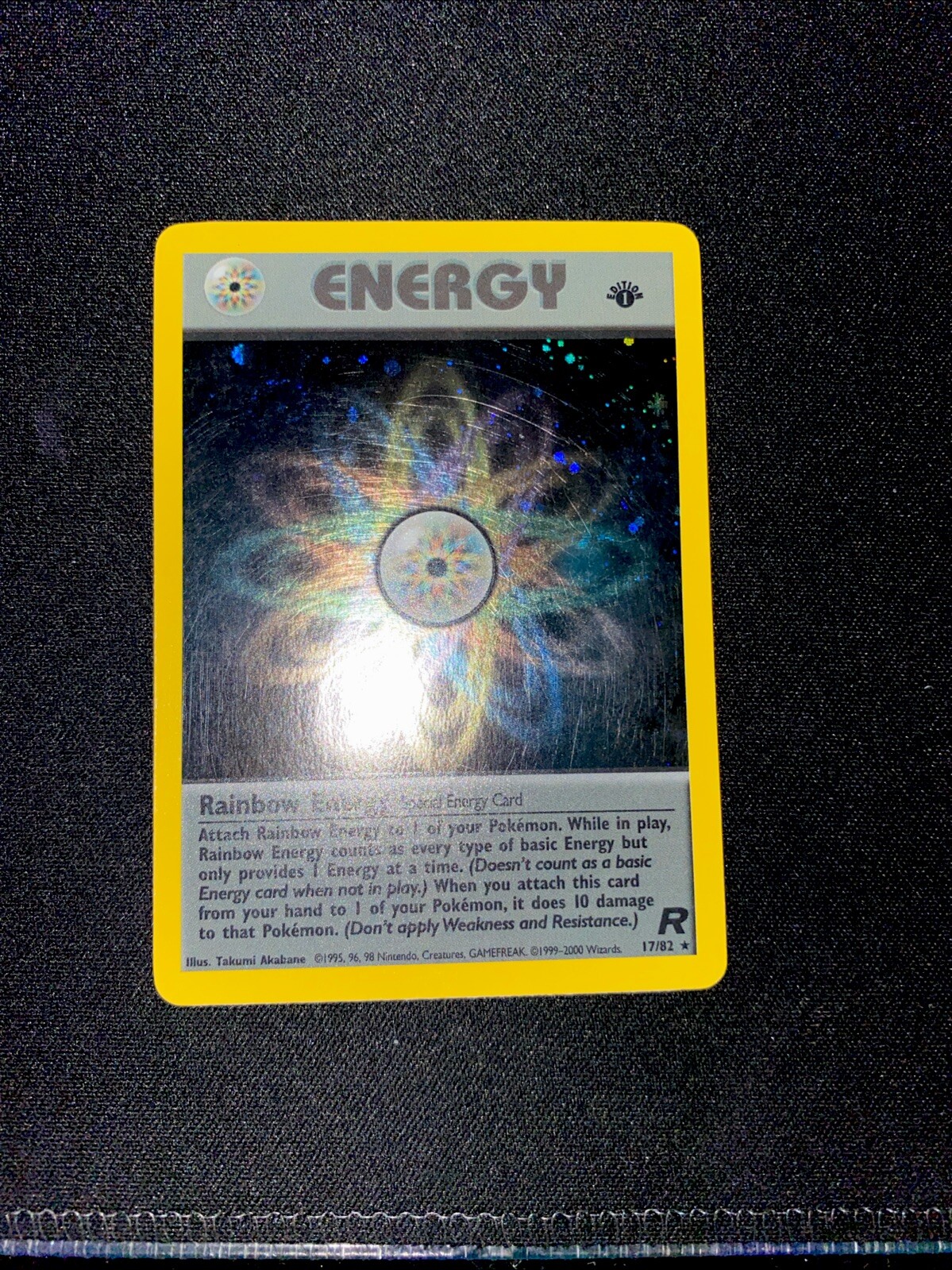 Swirl Rainbow Energy 17/82 1st Edition Team Rocket 2000 Holo Rare