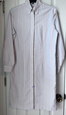 BROOKS BROTHERS Shirt Dress W Size 6 Button Down Multi Clr All Cotton-see Desc