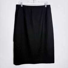 NWOT Sag Harbor 100 Wool Knee Length Skirt In Black Lined Size 16