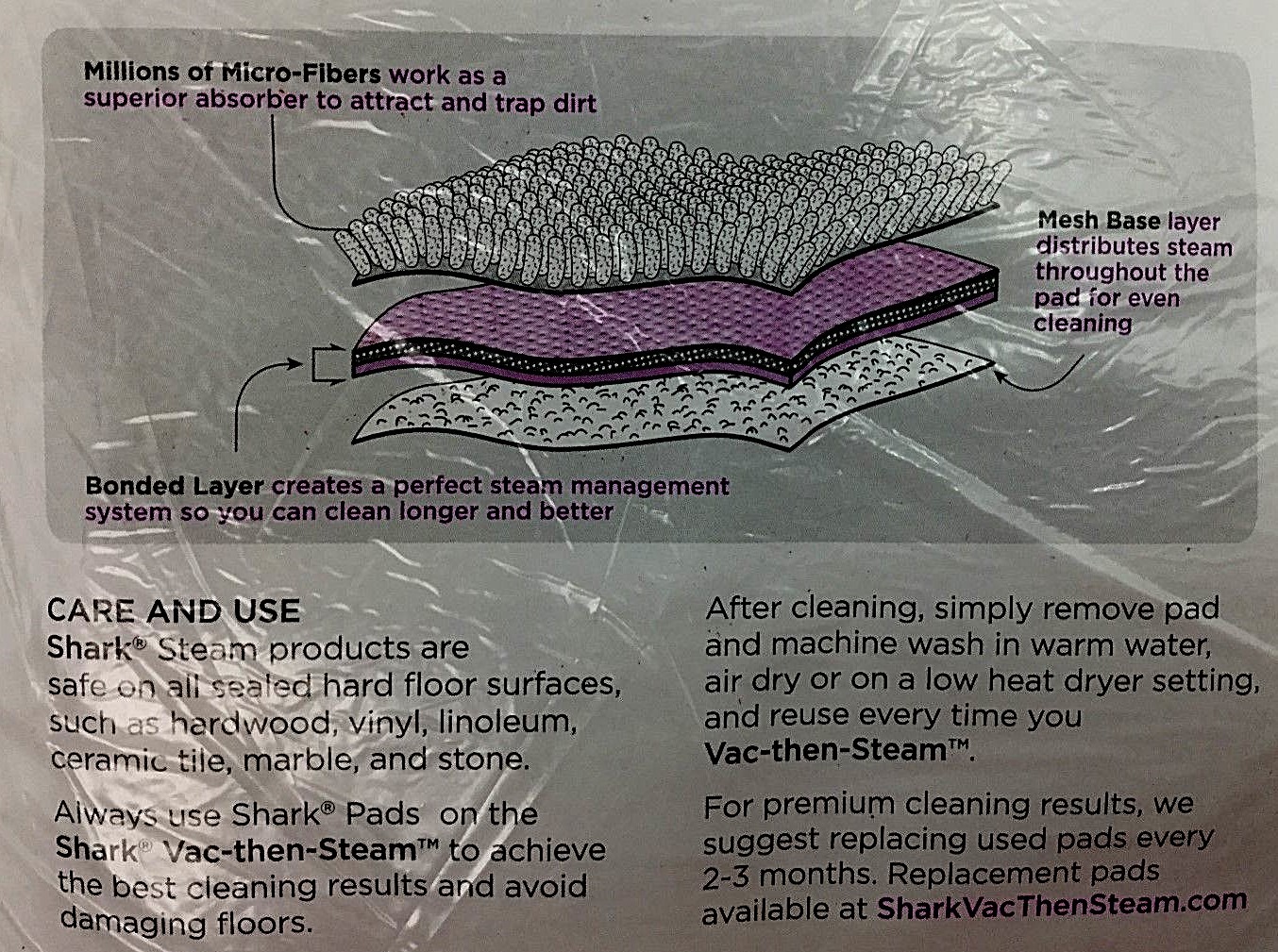 Shark 2 in 1 Vac Then Steam Heavy Duty Cleaning Pad Mop Replacement