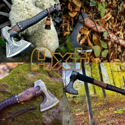 Handcrafted Viking Axes Made Of Carbon Steel With Leather Sheath Nordic Ax Xmas