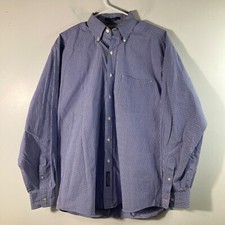 Mens Vintage Tommy Hilfiger Gingham Button Shirt Blue White 15 1/2-35 Cotton