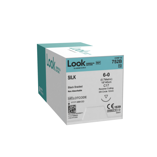 Look X752B Silk 6-0 Black Sutures 18