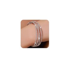 Rhinestone Cuff Bracelets for Women Dainty MultiLayer Stackable Bracelets