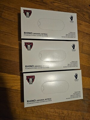 #ad Rhino Nitrile Gloves Blue 3 boxes 100 each box Exam Gloves FREE SHIPPING $29.01