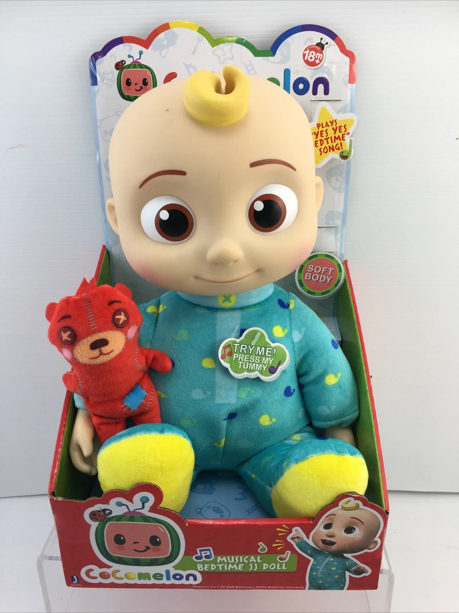 Cocomelon Musical JJ Plush Doll - Press Tummy to Sing Bedtime Song Clips -  Includes Feature and Small Pillow Plush Teddy Bears