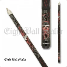 Eight Ball Mafia EBM28 Black w/Red Accents & Biker Skull Pool/Billiard Cue Stick
