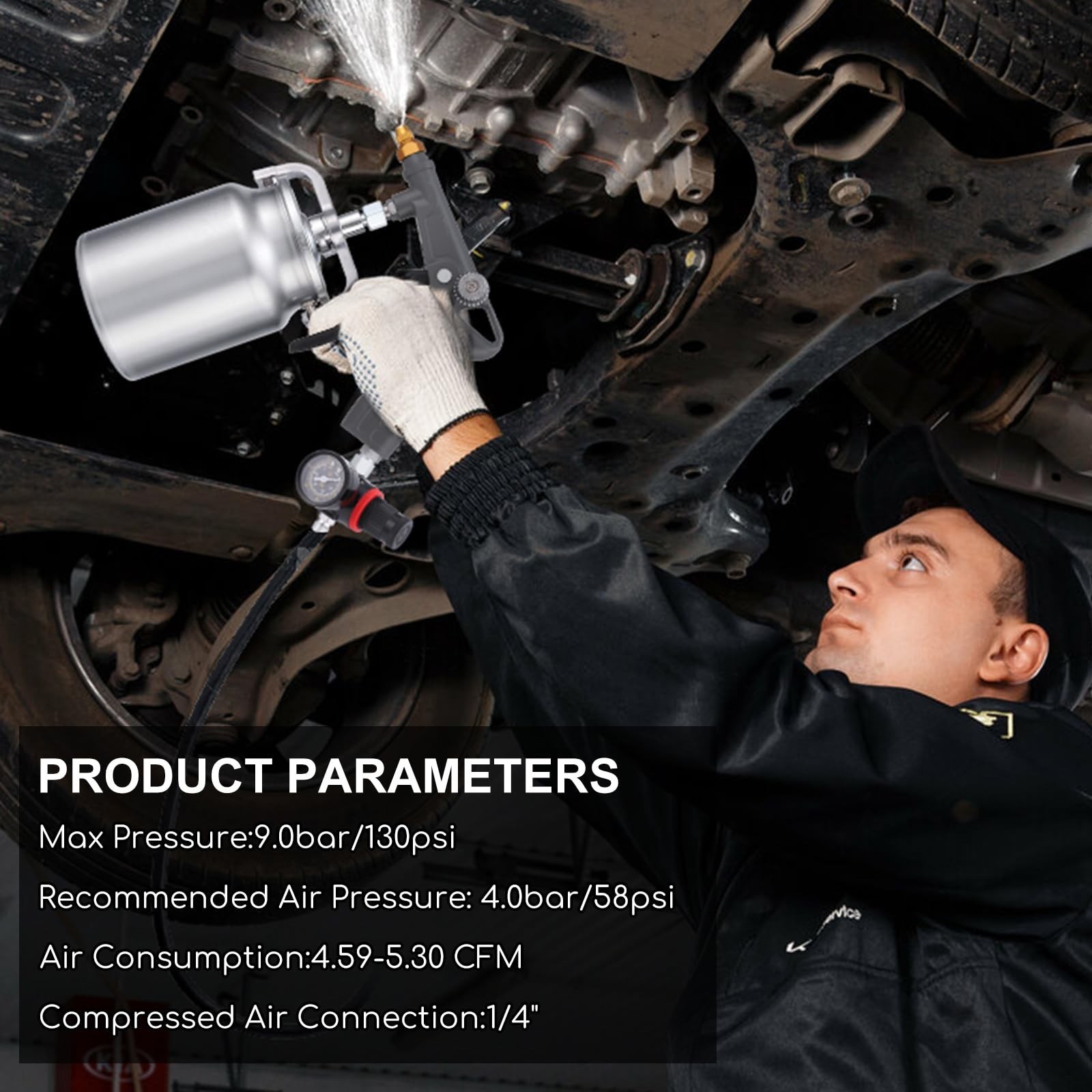 Undercoat Spray Gun with Suction Cup Auto Undercoating, Truck Bed Liner Coating