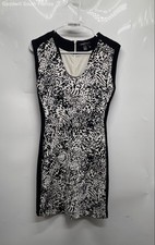 Mango Womens Black White Animal Print Sleeveless Scoop Neck Mini Dress Size XS