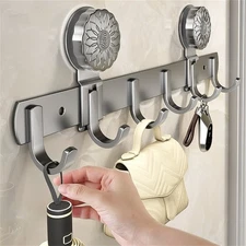 Six Hook Suction Cup Towel Holder for Wall Mount in For Kitchen and Bedroom