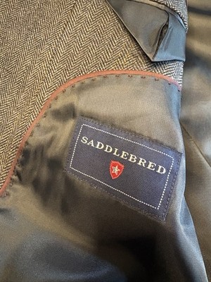 Saddlebred Men s Navy Herringbone Wool Blend Sport Coat Blazer 40R