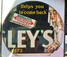 Wrigley’s WWI Gum Advertisement From A Trolly Car Framed 12”x12” RARE Antique