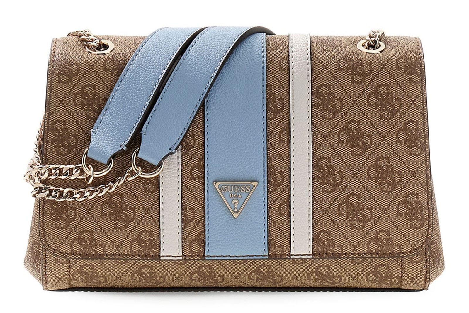 GUESS Noelle II Convertible Xbody Flap Latte Logo / Light Blue