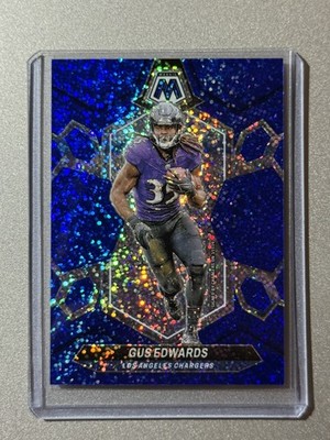Gus Edwards LA Chargers Panini Mosaic NFL 2024 BLUE SPARKLE PARALLEL SP /96