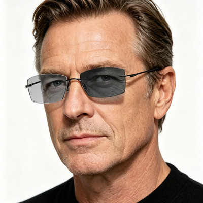 Photochromic Progressive Multifocal Anti Blue Ray Rimless Reading Glasses Black