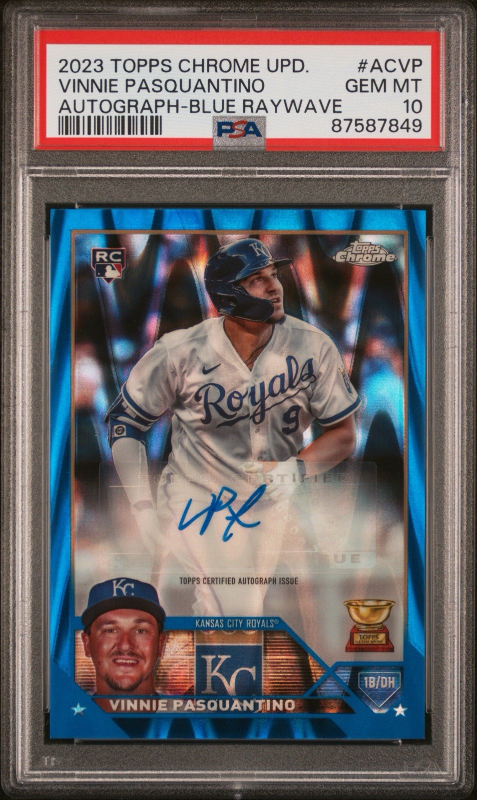 2023 Topps Chrome Update Vinnie Pasquantino Blue Raywave Rookie Auto /150