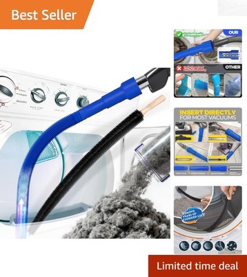 Dark Blue Dryer Vent Cleaning Set: Flexible Brush & Vacuum Attachment Duo