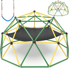 Climbing Dome, 10FT Climber with Hammock  Swing, Jungle Gym Backyard for Kids,