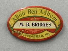 c 1910 SHRINERS Masonic SPRINGFIELD MISSOURI About Ben Adhem Advertising PINBACK