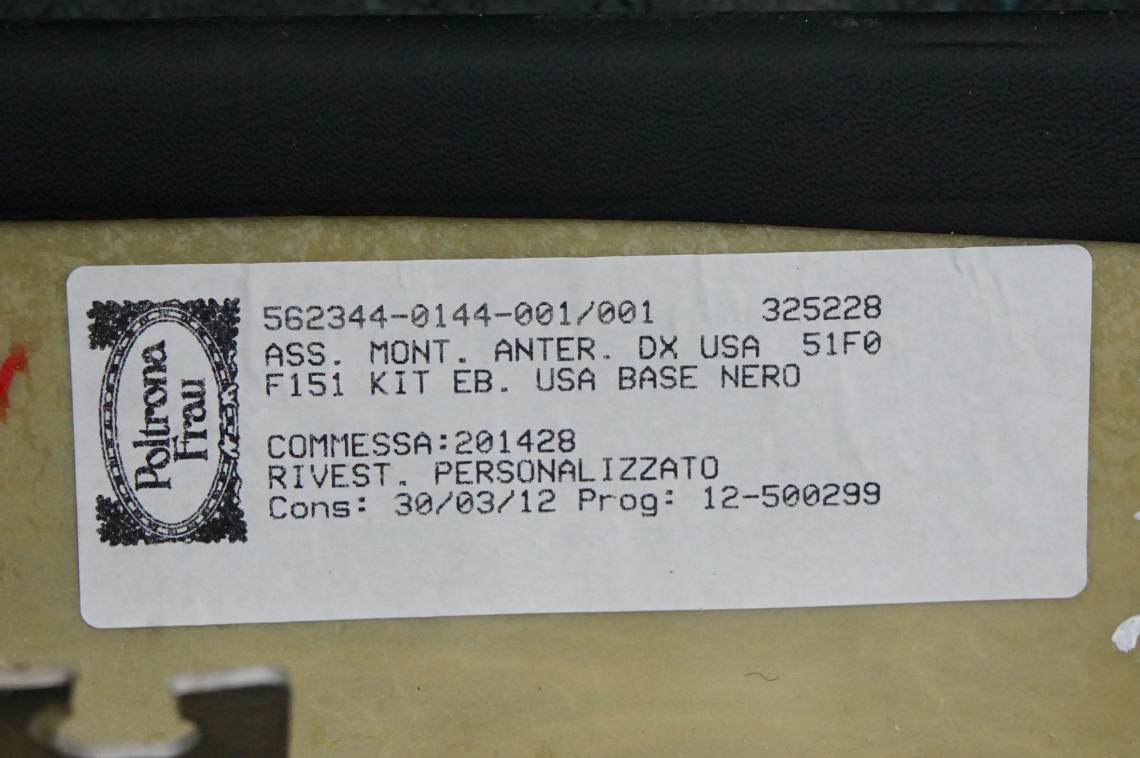 Right Front A Pillar Windshield Trim Black Leather 84542712 Ferrari FF 2011-16