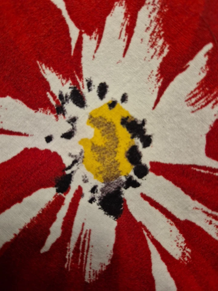 Hoja plana estampada Pottery Barn KING solo flores rojas amapolas florales EC  Foto 3 de 4