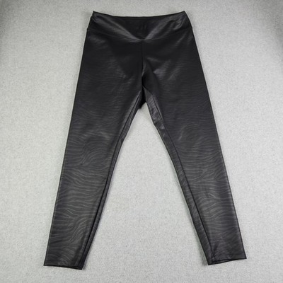 Express Leggings Womens Large Black Zebra Embossed Stretch High Waisted Skinny