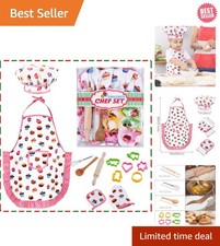 Deluxe Kids 13-Piece Cooking Set - Includes Chef Hat  Baking Utensils for 3 