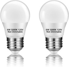 NETEHA 2 Pack A15 6W 120V E26 Base Small LED Refrigerator Light Bulb, Non-Dimmab