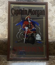 Captain Morgan Spiced Rum Wooden Framed Small Mirror  Man Cave Decor