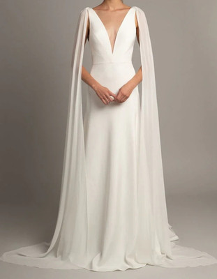 Jenny Yoo Wesley Wedding Dress Gown 4 Pearl Silk Crepe & Panels Modern Sexy USA