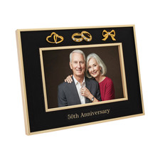 50th Anniversary Picture Frame in Matte Black with Brushed Gold Trim by Happy...