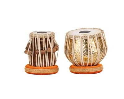 QUEENBRASS Brass Tabla Set/Engraved-Bayan Wood Dayan Cushions Hammer Bag Kit