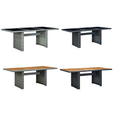 Hartglas Gartentisch Poly Rattan Akazienholz Esstisch Terrasse Balkontisch