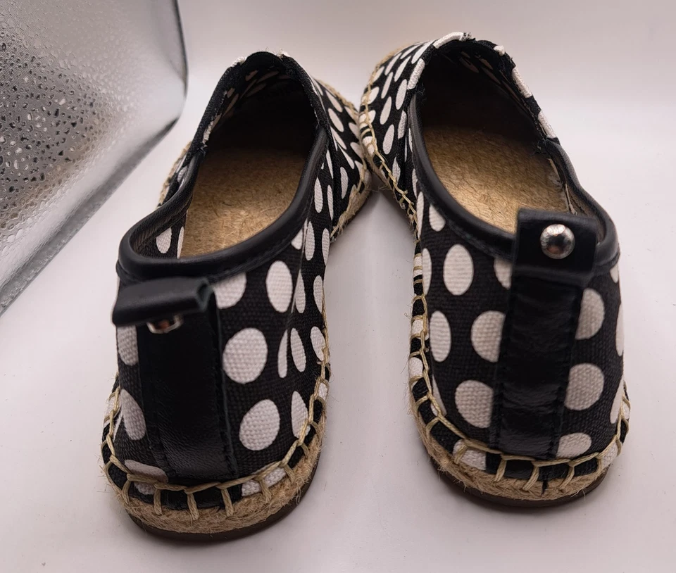 MICHAEL KORS BLACK WHITE POLKA DOT CANVAS SLIP ON WOMENS SHOES 6M MEG SLIP ON MK - Image 3 of 4