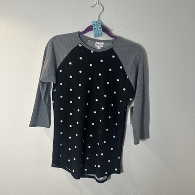 LulaRoe Randy Polkadot With Gray Sleeves Shirt Size XS NWT (213)