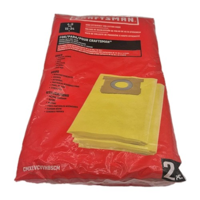 #ad #ad 2pc CRAFTSMAN High Efficiency Collection Bags for 4 9 Gallon Wet Dry Vac NEW $8.99