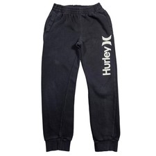 Hurley Kids Black Jogger Sweatpants Logo Print Elastic Waist Size M Athleisure