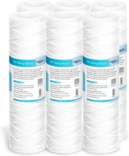 Membrane Solutions 10"x2.5" 5 Micron String Wound Whole House Water Filter, 6 PK