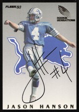 Jason Hanson Signed 1993 Fleer Rookie Sensations Card 10 Detroit Lions. rookie card picture