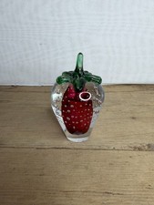 Vintage Graziella Cavalli fermacarte fragola vetro bolle controllate