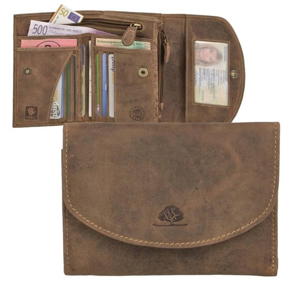 DamenböRse Leder Braun Vintage Geldbeutel Portemonnaie Antik Look Greenburry-image
