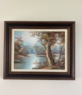 AUTHENTISCHES Irene Cafieri Original Ölgemälde - Herbst Fluss - gerahmt & signiert COA