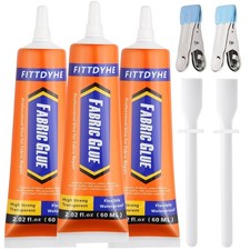 3Pcs Fabric Glue Permanent, 60 ML Washable Clear Clothing Glue, Super 3 count