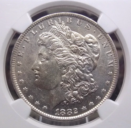1882 "O/S" Morgan SILVER Dollar VAM-4 Recessed "S" $1 NGC AU58 #007 ECC&C, Inc.
