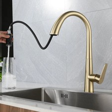 Brushed Gold Stainless Steel Hot /Cold Water Kitchen Sink Mixer Faucet Washbasin
