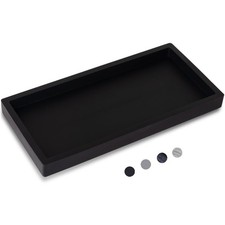 Silicone Bathroom Vanity Tray Dish Soap Holder Sink 9.8" x 4.7", Black